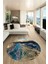 Modern Mermer Desen Kaymaz Yıkanabilir Yuvarlak Mutfak Salon Halısı, Y-Mermer-25-Mavi, 4