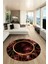 Çerçeveli Mermer Desen Kaymaz Yıkanabilir Yuvarlak Mutfak Salon Halısı, Y-Mermer-24-Bordo, 4