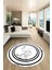 Baskılı Kaymaz Yıkanabilir Modern Mermer Desenli Yuvarlak Mutfak Salon Halısı, Y-Mermer-05-Siyah, 1