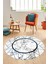 Mermer Desenli Dijital Kaymaz Yıkanabilir Yuvarlak Mutfak Salon Halısı, Y-Mermer-11-Mavi, 1
