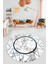 Mermer Desenli Dijital Kaymaz Yıkanabilir Yuvarlak Mutfak Salon Halısı, Y-Mermer-11-Mavi, 2