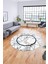 Mermer Desenli Dijital Kaymaz Yıkanabilir Yuvarlak Mutfak Salon Halısı, Y-Mermer-11-Mavi, 3