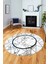 Mermer Desenli Dijital Kaymaz Yıkanabilir Yuvarlak Mutfak Salon Halısı, Y-Mermer-11-Mavi, 4