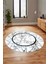 Mermer Desenli Dijital Kaymaz Yıkanabilir Yuvarlak Mutfak Salon Halısı, Y-Mermer-11-Mavi, 5