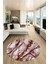 Baskılı Kaymaz Yıkanabilir Mermer Desenli Yuvarlak Mutfak Salon Halısı, Y-Mermer-02-Bordo, 2