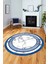 Mermer Desen Kaymaz Yıkanabilir Yuvarlak Mutfak Salon Halısı, Y-Mermer-21-Mavi, 1