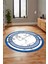 Mermer Desen Kaymaz Yıkanabilir Yuvarlak Mutfak Salon Halısı, Y-Mermer-21-Mavi, 2