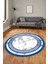 Mermer Desen Kaymaz Yıkanabilir Yuvarlak Mutfak Salon Halısı, Y-Mermer-21-Mavi, 3