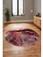Modern Mermer Desen Kaymaz Yıkanabilir Yuvarlak Mutfak Salon Halısı, Y-Mermer-25-Bordo, 1