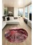 Modern Mermer Desen Kaymaz Yıkanabilir Yuvarlak Mutfak Salon Halısı, Y-Mermer-25-Bordo, 4