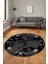Modern Tasarım Mermer Desen Dijital Kaymaz Yıkanabilir Yuvarlak Salon Halısı, Y-Mermer-30-Antrasit, 1