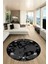 Modern Tasarım Mermer Desen Dijital Kaymaz Yıkanabilir Yuvarlak Salon Halısı, Y-Mermer-30-Antrasit, 3