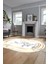 Baskılı Kaymaz Yıkanabilir Modern Mermer Desen Oval Mutfak Yolluk Salon Halısı, O-Mermer-05-Gold, 3