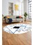 Mermer Desenli Dijital Kaymaz Yıkanabilir Oval Yolluk Koridor Salon Halısı, O-Mermer-20-Mavi, 2