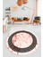Çerçeveli Mermer Desenli Dijital Kaymaz Yıkanabilir Yuvarlak Salon Halısı, Y-Mermer-12-Pembe, 2