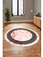 Çerçeveli Mermer Desenli Dijital Kaymaz Yıkanabilir Yuvarlak Salon Halısı, Y-Mermer-12-Pembe, 5