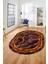 Baskılı Kaymaz Yıkanabilir Çerçeve Mermer Desen Oval Mutfak Yolluk Salon Halısı, O-Mermer-04-Bordo, 1