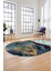Modern Mermer Desen Kaymaz Yıkanabilir Oval Yolluk Mutfak Koridor Salon Halısı, O-Mermer-25-Mavi, 4