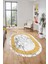 Çerçeveli Mermer Desenli Dijital Kaymaz Yıkanabilir Oval Koridor Salon Halısı, O-Mermer-12-Beyaz, 5