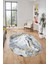 Modern Mermer Desen Kaymaz Yıkanabilir Oval Yolluk Mutfak Koridor Salon Halısı, O-Mermer-26-Mavi, 1