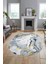 Modern Mermer Desen Kaymaz Yıkanabilir Oval Yolluk Mutfak Koridor Salon Halısı, O-Mermer-26-Mavi, 5