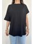 Kolu Katlamalı Oversize Bisiklet Yaka T-Shirt Siyah 3