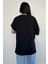 Kolu Katlamalı Oversize Bisiklet Yaka T-Shirt Siyah 5