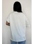 Kolu Katlamalı Oversize Bisiklet Yaka T-Shirt Beyaz 5