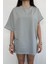 Kolu Katlamalı Oversize Bisiklet Yaka T-Shirt Gri 3