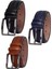 , 3'lü Set Siyah, Lacivert, Tosado, Örgü Baskılı Kumaş Pant. Kemeri 3.5 Cm_örgü.bas 2