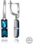 Swarovski Crystal Taşlı Gümüş Mavi Baget Sallantılı Kadın Küpe 1
