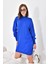 Kadın Basic Tunik Saks Mavi 4