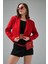 Kırmızı Kruvaze Crop Blazer Ceket 2