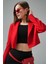 Kırmızı Kruvaze Crop Blazer Ceket 2