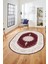 Baskılı Kaymaz Yıkanabilir Göbekli Klasik Desen Oval Mutfak Salon Halısı, O-Klasik-03-Bordo, 1