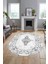 Göbekli Klasik Motifli Dijital Kaymaz Yıkanabilir Oval Yolluk Salon Halısı, O-Klasik-28-Beyaz, 5
