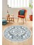 Baskılı Kaymaz Yıkanabilir Klasik Desenli Yuvarlak Mutfak Salon Halısı, Y-Klasik-09-Mavi, 1