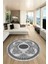 Göbekli Klasik Desenli Dijital Kaymaz Yıkanabilir Yuvarlak Mutfak Salon Halısı, Y-Klasik-24-Gri, 5
