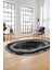 Baskılı Kaymaz Yıkanabilir Çerçeveli Klasik Desen Oval Mutfak Salon Halısı, O-Klasik-01-Antrasit, 2