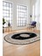 Baskılı Kaymaz Yıkanabilir Göbekli Klasik Desen Oval Mutfak Salon Halısı, O-Klasik-03-Antrasit, 2