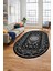Şık Klasik Dijital Kaymaz Taban Yıkanabilir Oval Yolluk Mutfak Salon Halısı, O-Klasik-14-Antrasit, 2