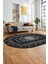 Şık Klasik Dijital Kaymaz Taban Yıkanabilir Oval Yolluk Mutfak Salon Halısı, O-Klasik-14-Antrasit, 3