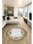 Baskılı Kaymaz Yıkanabilir Renkli Klasik Desen Yuvarlak Salon Halısı, Y-Klasik-08-Kahve, 1