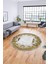 Baskılı Kaymaz Yıkanabilir Renkli Klasik Desen Yuvarlak Salon Halısı, Y-Klasik-08-Kahve, 4