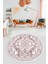 Baskılı Kaymaz Yıkanabilir Klasik Desenli Yuvarlak Mutfak Salon Halısı, Y-Klasik-09-Pembe, 2