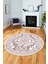 Baskılı Kaymaz Yıkanabilir Klasik Desenli Yuvarlak Mutfak Salon Halısı, Y-Klasik-09-Pembe, 4