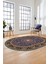 Klasik Desenli Dijital Kaymaz Yıkanabilir Oval Yolluk Koridor Salon Halısı, O-Klasik-21-Lacivert, 5