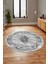Klasik Desenli Dijital Kaymaz Taban Yıkanabilir Yuvarlak Mutfak Salon Halısı, Y-Klasik-11-Gri, 5