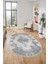 Sade Klasik Desenli Dijital Kaymaz Yıkanabilir Oval Yolluk Salon Halısı, O-Klasik-22-Gri, 2