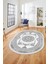 Modern Klasik Dijital Kaymaz Taban Yıkanabilir Oval Yolluk Salon Halısı, O-Klasik-17-Gri, 5